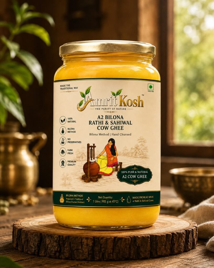 AmritKosh A2 Desi Cow Ghee 1 Litre | Rathi & Sahiwal Cow Ghee