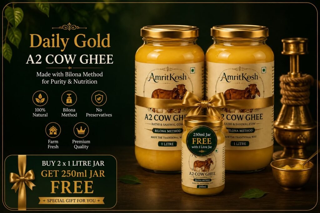 AmritKosh A2 Cow Ghee – 2 Litre + 250ml FREE